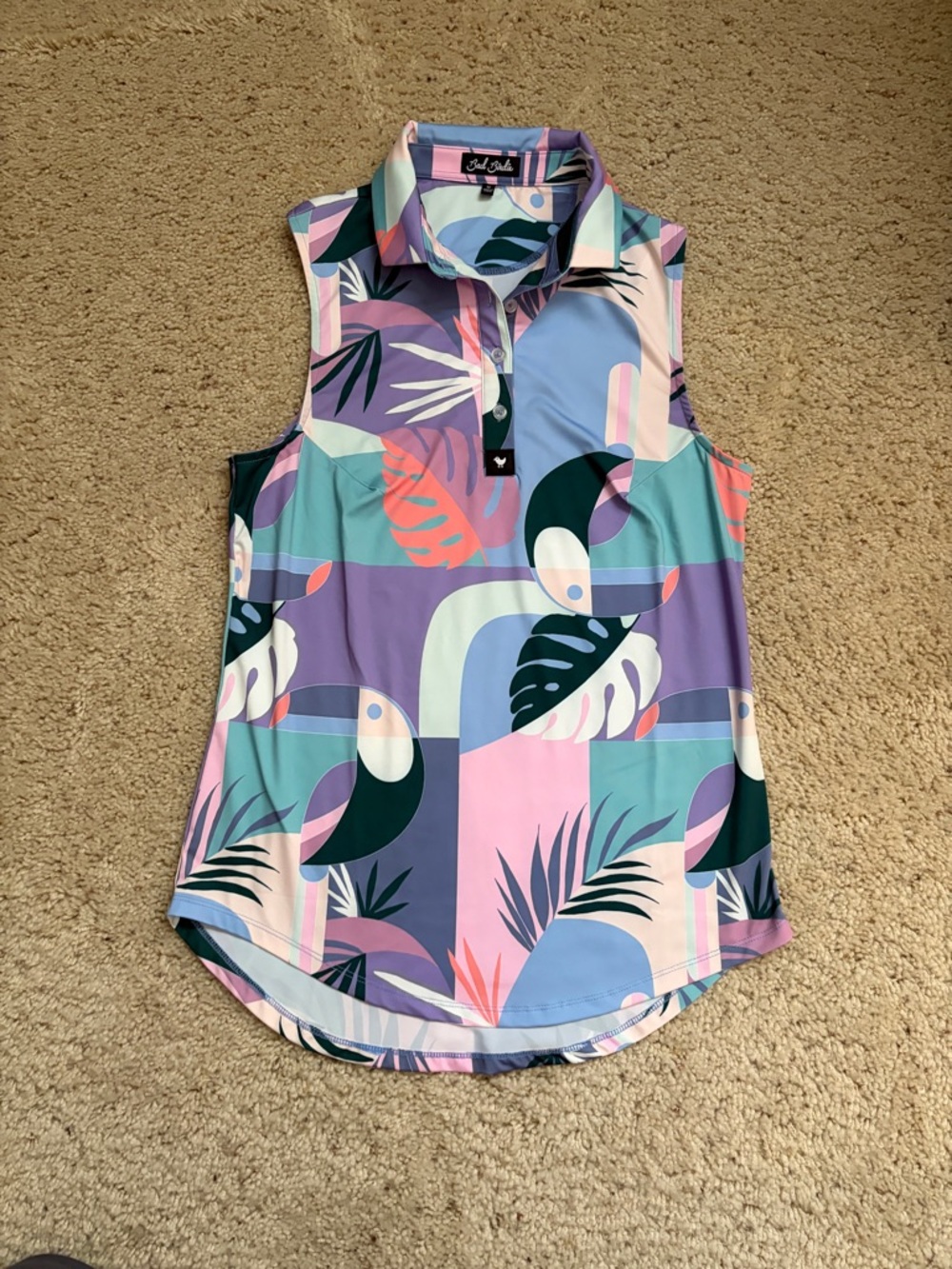 Bad Birdie Sleeveless Polo Tank in Pastel Multi (145)